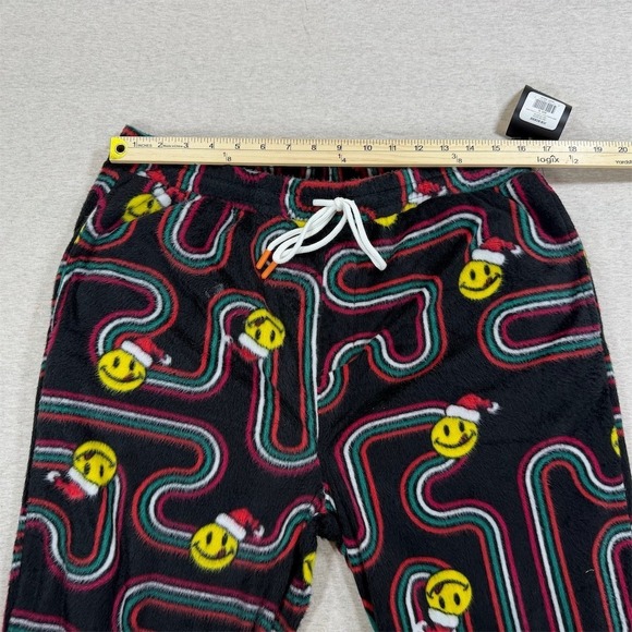 Joe Boxer Pajama Pants Mens XL Black Smiley Santa Christmas Drawstring - Picture 7 of 9